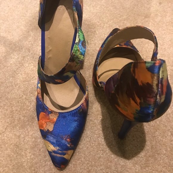 ASOS blue watercolor heels - Picture 1 of 6